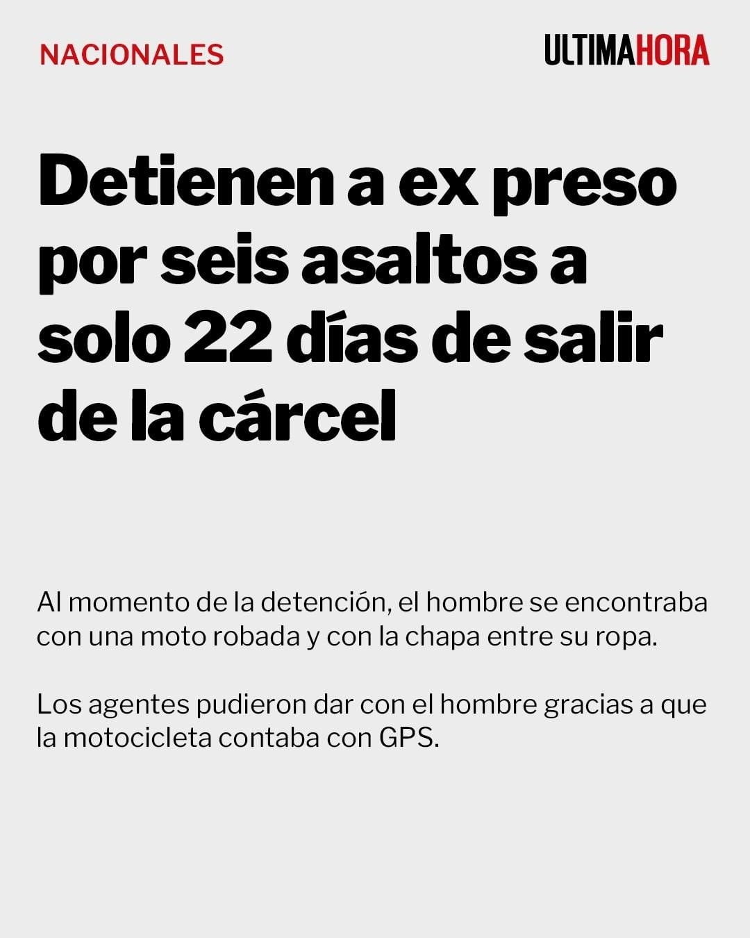 Apenas 22 días después de haber salido de la cárcel, ya es sindicado de cometer … Apenas 22 días después de haber salido de la cárcel, ya es sindicado de cometer …